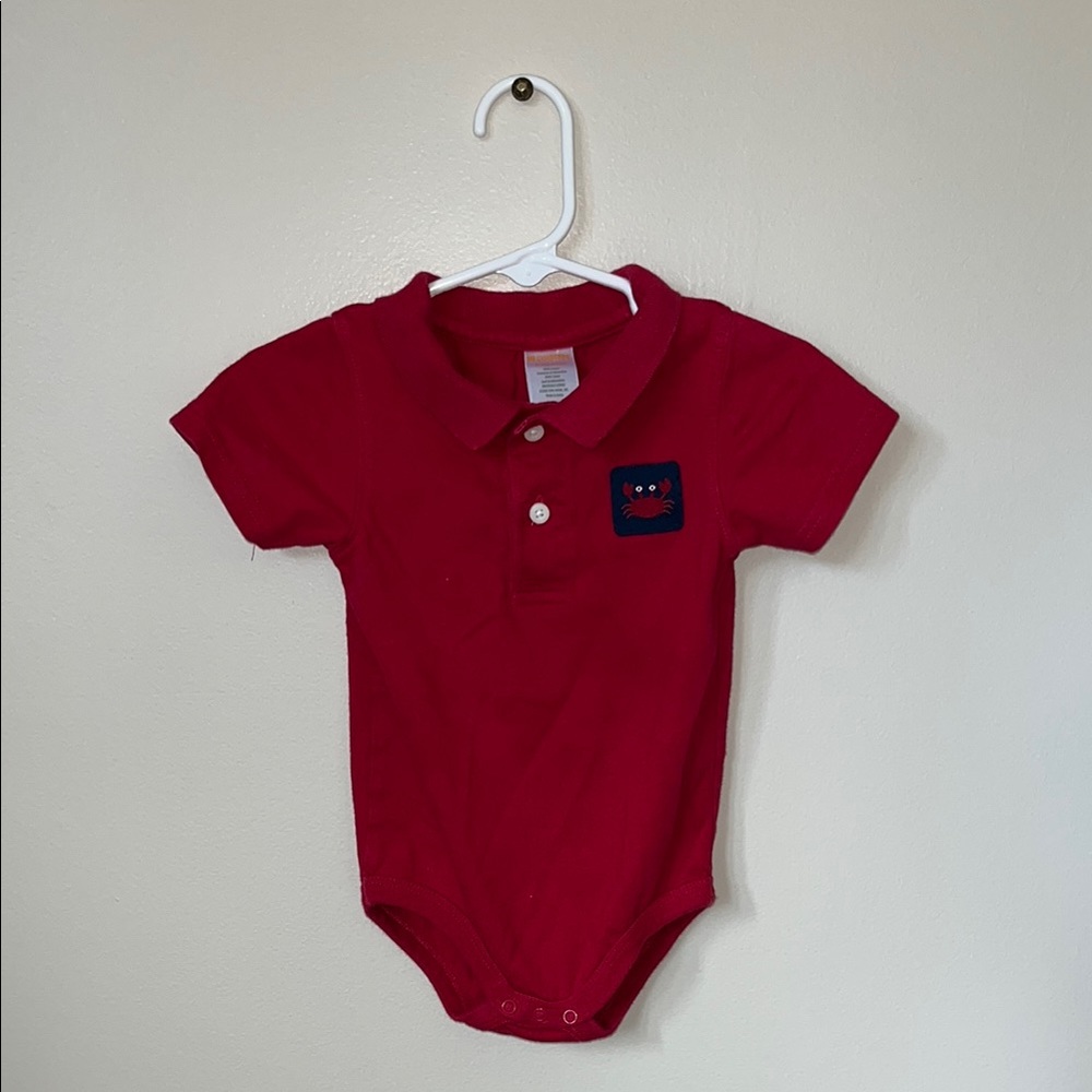 Gymboree Red Polo Onesie with Crab Patch